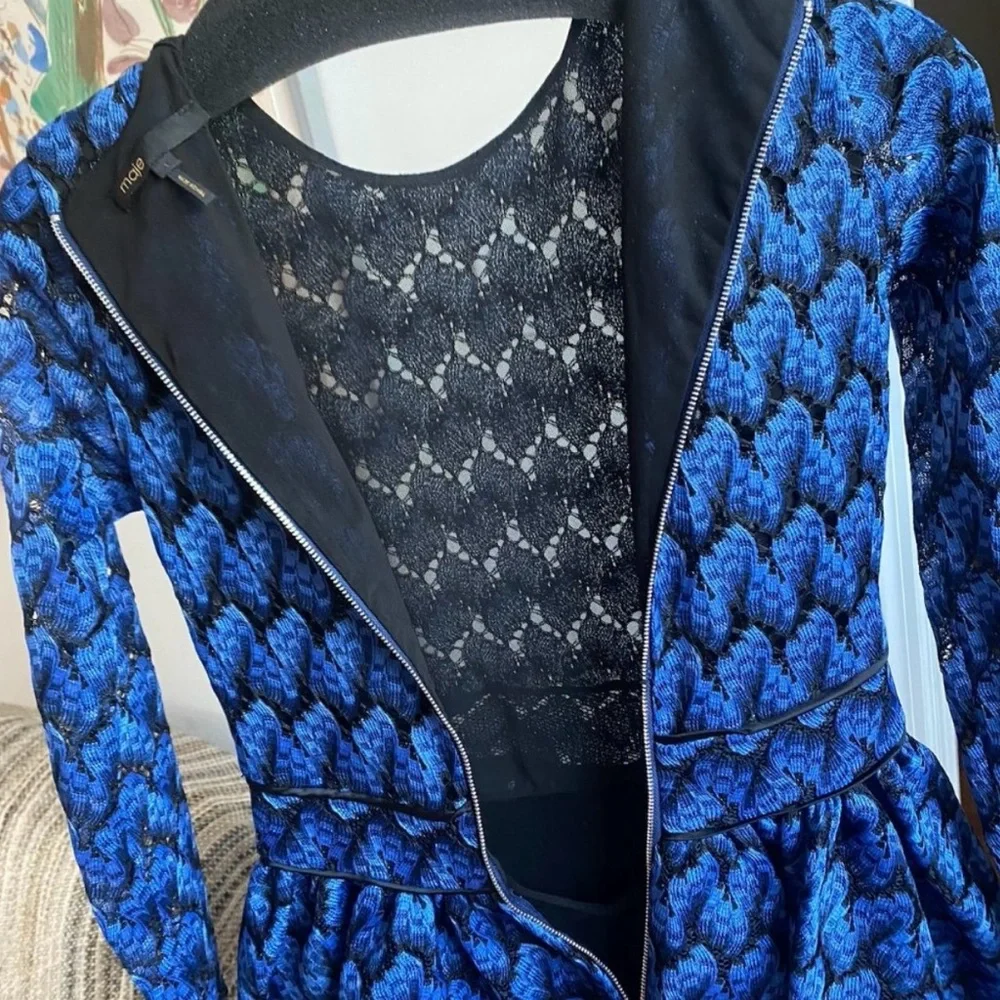 *SOLD* Maje Blue A-Line Bishop Sleeve Dress - Picture 4 of 9